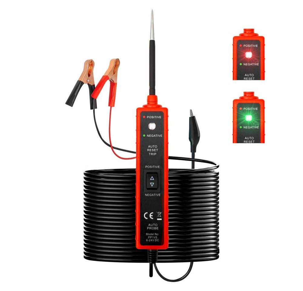 JOYOLEDER Spannungsprüfer Funktionsprüflampe Kfz Stromkreistester 6-24V, (Power Short Circuit Probe Tester with LED Test Light, Short-Circuit Tracking Location and Buzzer Alarm Polarity Test), and Continuity Test Function von JOYOLEDER