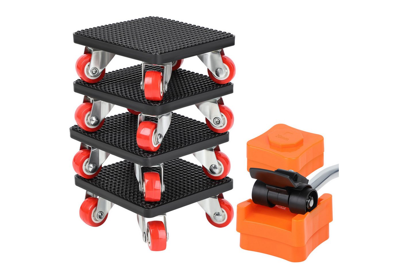 JOYOLEDER Transportroller Möbel Transportroller Set, Möbel Gleitsystem mit Lastenheber, (Möbeltransport Set mit Möbelroller,360 Grad drehbar Rads, Umzugshelfer möbeltransportrollen), 400 kg Tragfähigkeit,Lenkrollen von JOYOLEDER