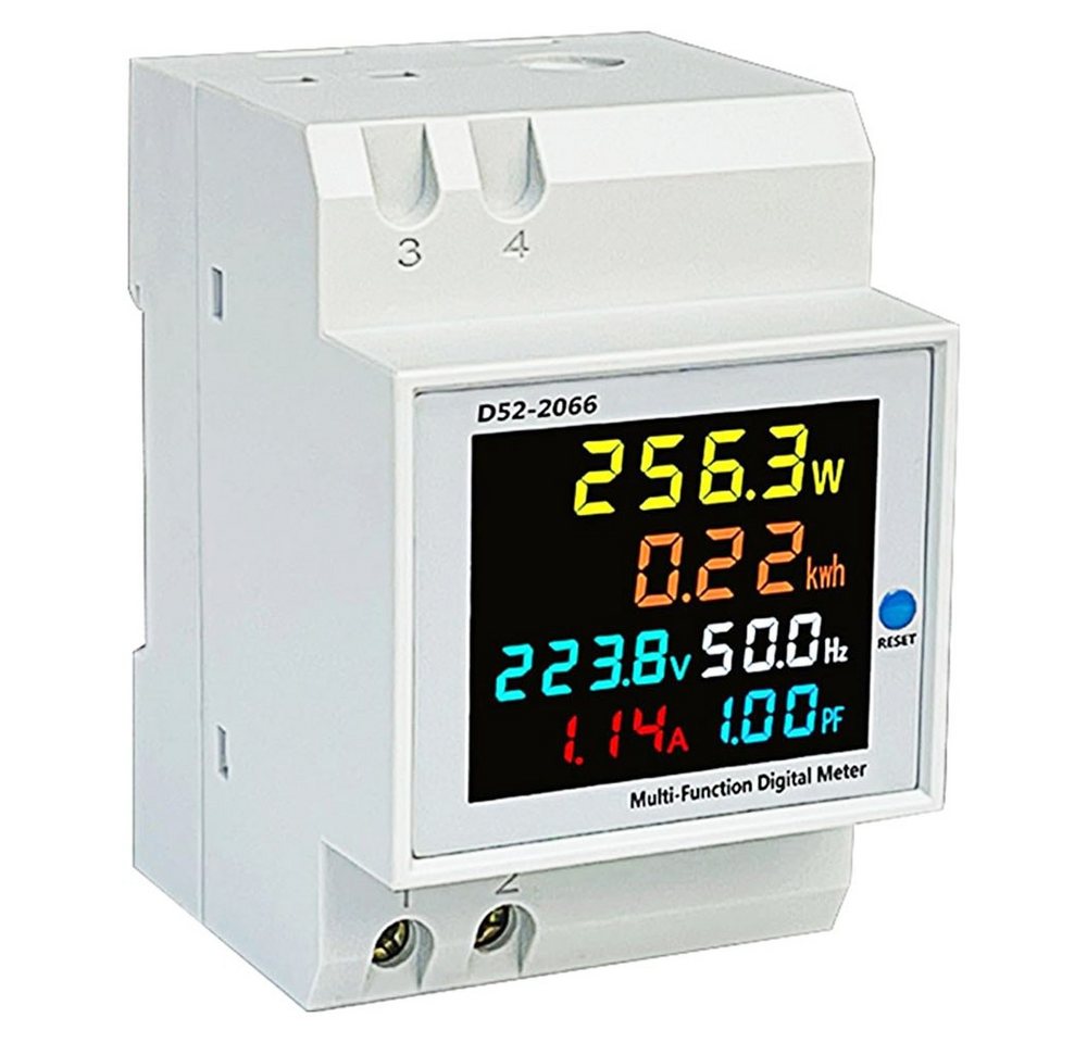 JOYOLEDER Verteilerbox LCD Digitaler Wechselstromzähler Stromzähler Hutschiene 1 Phasig, (Energiezähler KWh Zähler Leistungsmesser Voltmeter Amperemeter) von JOYOLEDER