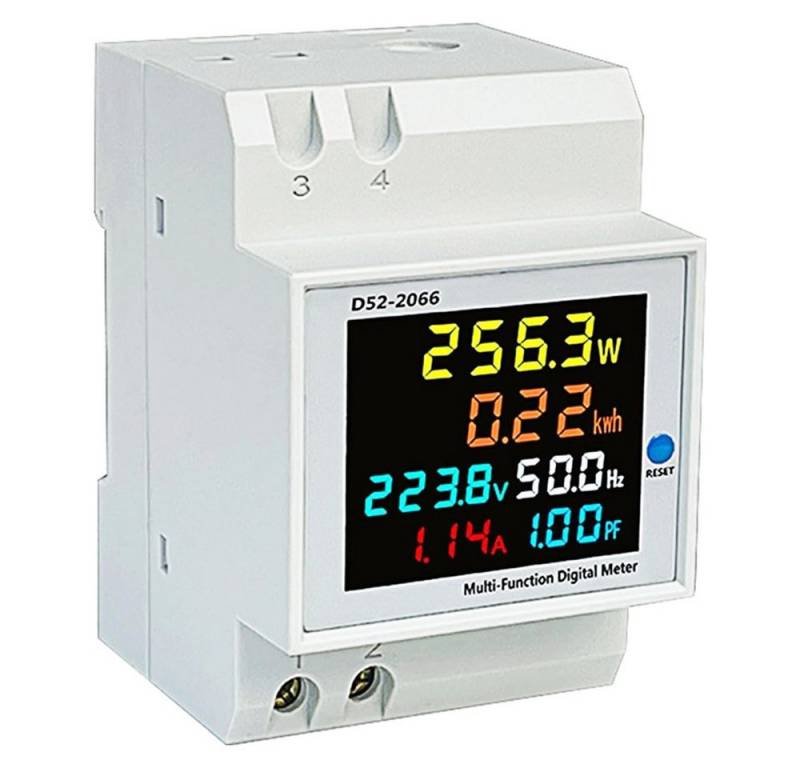 JOYOLEDER Verteilerbox LCD Digitaler Wechselstromzähler Stromzähler Hutschiene 1 Phasig, (Energiezähler KWh Zähler Leistungsmesser Voltmeter Amperemeter) von JOYOLEDER