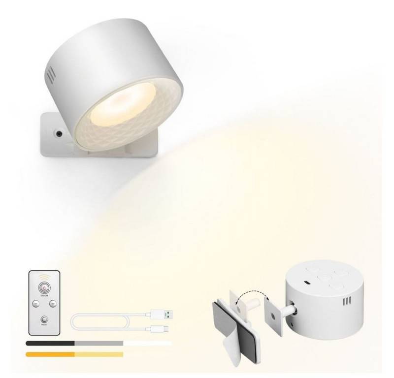 JOYOLEDER Wandleuchte LED Wandleuchte Akku Wandlampe mit Fernbedienung & Touch Control, Dimmbare 360° Drehbare Wandlampe, für Wohnzimmer Schlafzimmer Badezimmer Flur von JOYOLEDER