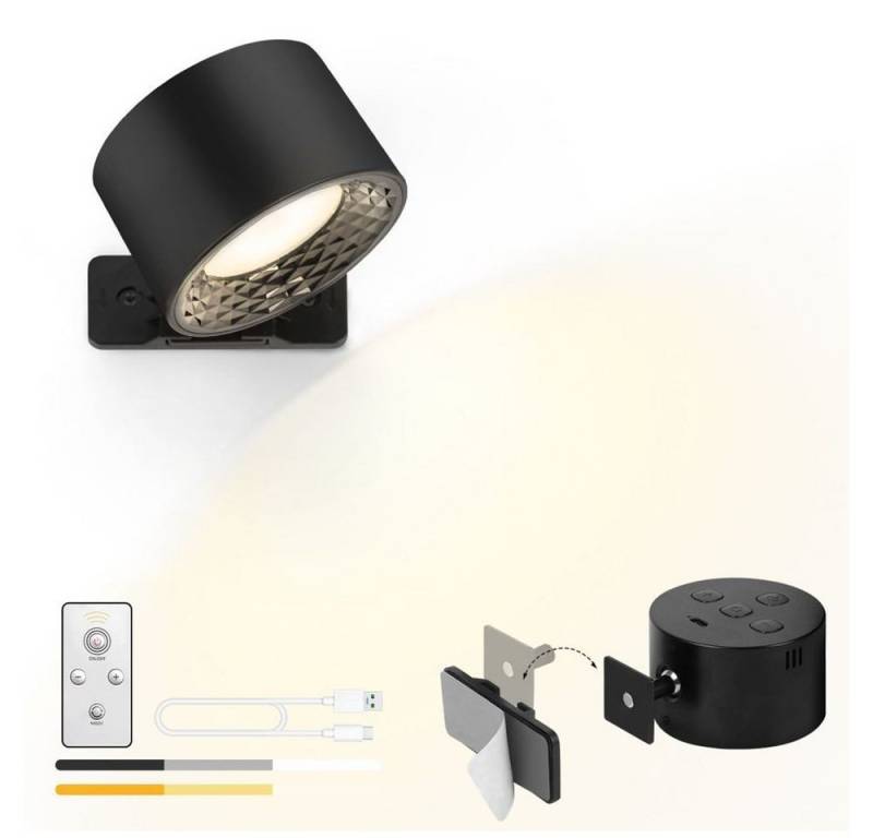 JOYOLEDER Wandleuchte LED Wandleuchte Akku Wandlampe mit Fernbedienung & Touch Control, Dimmbare 360° Drehbare Wandlampe, für Wohnzimmer Schlafzimmer Badezimmer Flur von JOYOLEDER