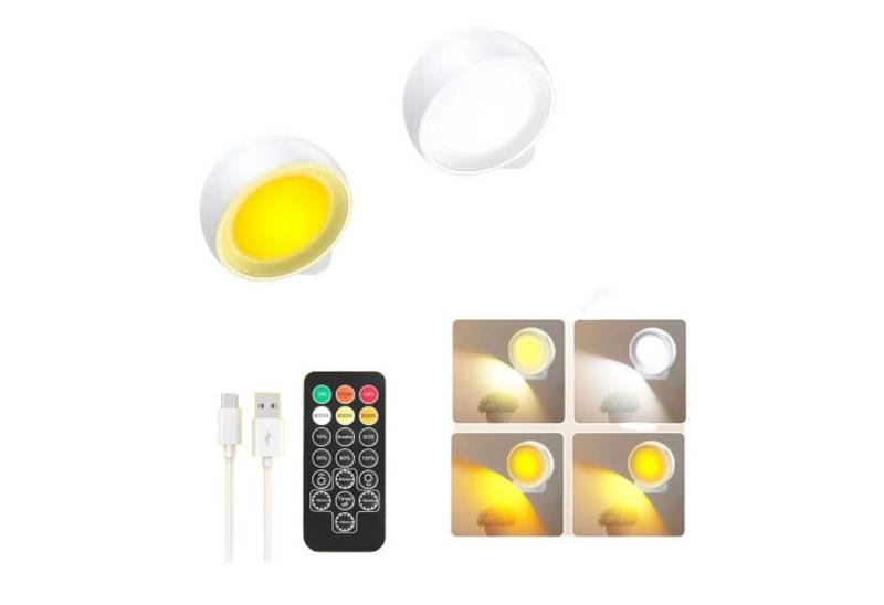 JOYOLEDER Wandleuchte LED Wandleuchte Wohnzimmer Akku 360° Drehbar 4 Helligkeitsstufen, Mit Fernbedienung Augenschutz, 1700-6000K, USB-Ladefunktion von JOYOLEDER