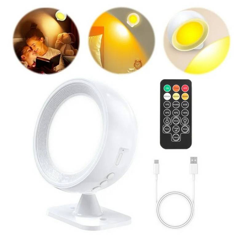 JOYOLEDER Wandleuchte Wandlampe Kabellos Wiederaufladbar 360° Drehbare Wandlampen, USB Typ-C Laden, mit Fernbedienung, LED dimmbar 4-Farbe für Wohnzimmer Schlafzimmer von JOYOLEDER