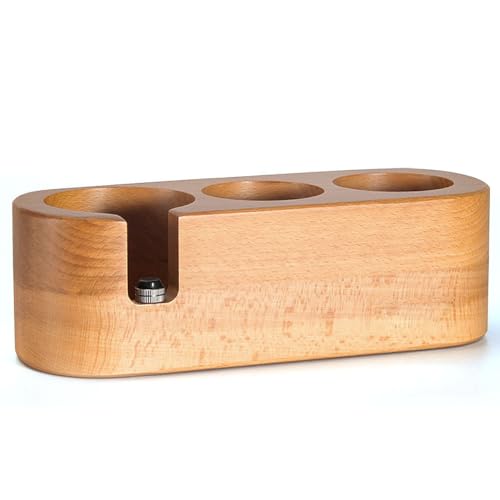 JOYONE Espresso Tamperstation, DREI-in-einem natürliche Massive Holz tampingstation passend für 58mm Tamper/Distributor und Portafilter, Espresso Tamper Station, passend für die meisten Kaffeezubehör von JOYONE