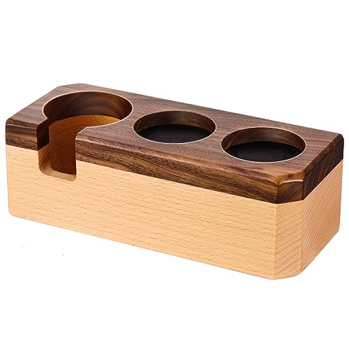 JOYONE Espresso Tamperstation, DREI-in-einem natürliche Massive Holz tampingstation passend für 58mm Tamper/Distributor und Portafilter, Espresso Tamper Station, passend für die meisten Kaffeezubehör von JOYONE