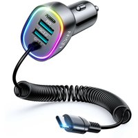 4 in 1 Auto-Schnellladegerät pd, QC3.0, afc, fcp mit USB-Typ-C-Kabel 1,6 m 60 w schwarz (JR-CL19) - Joyroom von JOYROOM