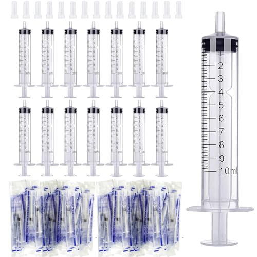 15Stück Spritze 10ml Kunststoff Spritze mit Deckel Liquid Spritze Sterile Spritzen ohne Nadel für Wissenschaftliche Labor Flüssigkeitsmessung und Abgabe Tierfütterung Pflanzenbewässerung,Spritzen 10ml von JOYSKY