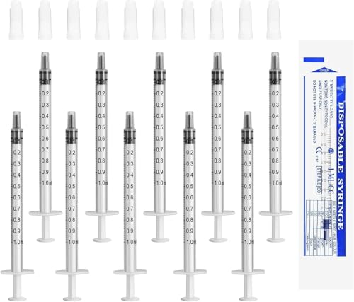 22 Stück 1 ml Spritze mit Luer Kunststoffspritze Ohne Nadel für Nachfüllen und Messen Öl Klebstoffapplikator von Flüssigkeiten Füttern von Haustieren wissenschaftliche Labors von JOYSKY