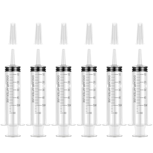 6 Stück 60ml Spritze Große Spritzen für Wissenschaftslabore Ohne Nadel für Nachfüllen und Messen Öl Klebstoffapplikator von Flüssigkeiten Füttern von Haustieren wissenschaftliche Labors von JOYSKY