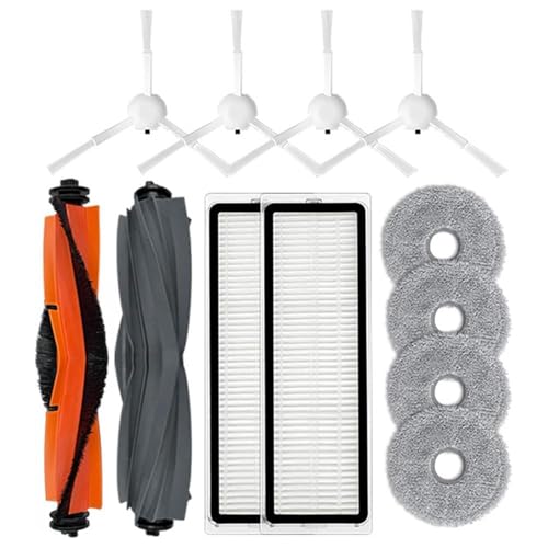 JOYSOG 10 Ersatzteile, 2 x Hauptrollbürste + 4 x Hepa-Staubsaugerfilter + 4 x Seitenbürsten + 4 x Wischpads für Dreame X10 Roboter-Staubsauger-Zubehör von JOYSOG
