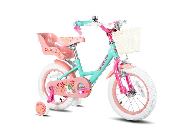 JOYSTAR Kinderfahrrad Unicorn 12/14/16/18 Zoll Kinderfahrrad für 3-9 jährige Mädchen, mit Puppenradsitz, Stützrädern, Korbstreamer, 18 Zoll mit Kickstand von JOYSTAR