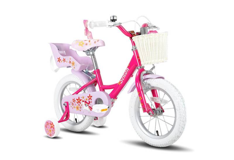 JOYSTAR Kinderfahrrad Unicorn 12/14/16/18 Zoll Kinderfahrrad für 3-9 jährige Mädchen, mit Puppenradsitz, Stützrädern, Korbstreamer, 18 Zoll mit Kickstand von JOYSTAR