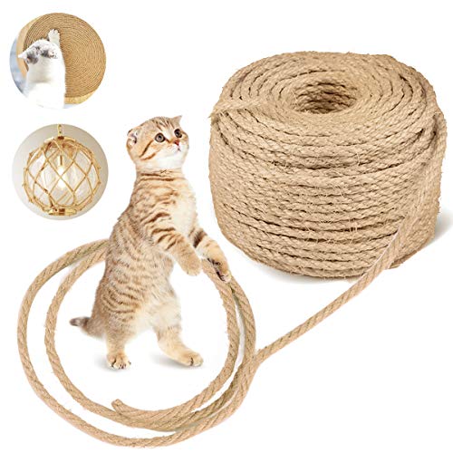 JOYUE Sisalseil für Kratzbaum, Sisal für Katzen 15 Meter Leine Natur Seil 6mm Natürlich Kratzsaule Katzenbaum Kratzseil Reparatur, Garten Dekoration DIY (15M) von JOYUE