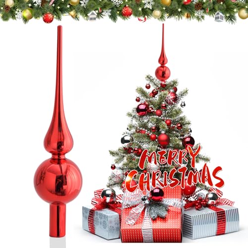 JOYUE Weihnachtsbaumspitze Glas Matt Christbaumspitze Rot 26 cm, Christbaumschmuck Spitze, Weihnachtsdeko Baumspitze Christmas Tree Topper, Weihnachtsbaum Stern Spitze JOYUE Weihnachtsbaumspitze Glas Matt Christbaumspitze Rot 26 cm, Christbaumschmuck Spitze, Weihnachtsdeko Baumspitze Christmas Tree Topper, Weihnachtsbaum Stern Spitze von JOYUE