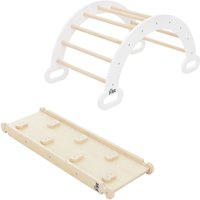 Joyz - 2 in 1 Kletterbogen mit Rutsche, Weiß-Natur, Holz, Regenbogenwippe mit Kletterrampe, nach Pikler Art, 2er Set Klettergerüst Indoor für Kinder Joyz - 2 in 1 Kletterbogen mit Rutsche, Weiß-Natur, Holz, Regenbogenwippe mit Kletterrampe, nach Pikler Art, 2er Set Klettergerüst Indoor für Kinder von JOYZ