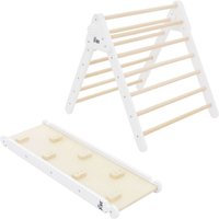 2in1 Kletterdreieck mit Rutsche, Weiß, aus Holz, Kletterleiter mit Kletterrampe, Pikler Dreieck Art, 2er Set Klettergerüst Indoor für Kinder ab 2 von JOYZ