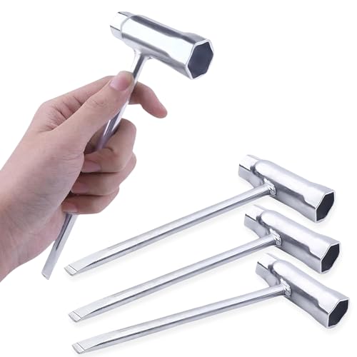 JOZMMZEOOA 4 Stücke Motorsäge Zündkerzenschlüssel,Motorsägenschlüssel 13×19MM Kettensäge Zubehör T Schraubenschlüssel Zündkerzen-Steckschlüssel und Schlitzschraubendreher 2 in 1,für Motorsägenmäher von JOZMMZEOOA
