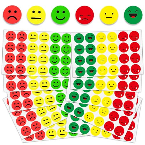 JOZMMZEOOA Smiley Aufkleber 2400 Stücke 25 mm Selbstklebend Smiley Stickersticker Tragbar Stimmung Stickers Kleine Smiley Sticker 3 Farben Smiley Meme Sticker Lehrer,für Tagebuch Scrapbooking von JOZMMZEOOA