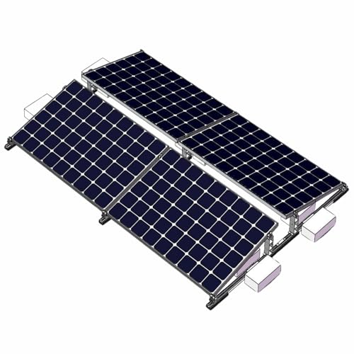 JObest Solarpanel Halterung Ballastiertes Flachdach-Montagesystem für 4 Solarmodule | Süd/Ost/West-Ausrichtung | 10° Neigung | Vormontiert & Dachschonend (EPDM-Gummi) von JObest