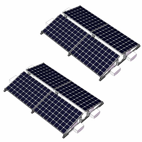 JObest Solarpanel Halterung Ballastiertes Flachdach-Montagesystem für 8 Solarmodule | Süd/Ost/West-Ausrichtung | 10° Neigung | Vormontiert & Dachschonend (EPDM-Gummi) von JObest