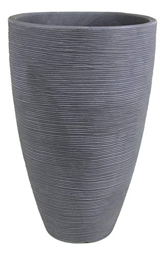 JP Rillentopf Pflanzkübel 60 cm hoch rund aus Kunststoff grau von JP
