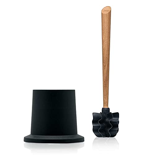 LOOWY Woodline – Eiche Set | Toilettenbürste aus Holz mit Halter Kunststoff schwarz (anthrazit) von JP