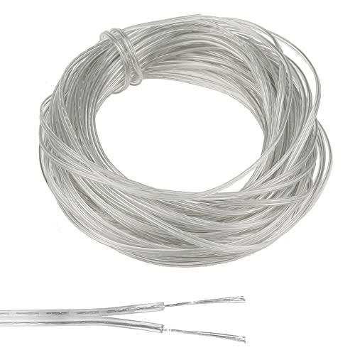 JPGhaha 2 Adriges Kabel Transparent 20 Meter Schlauchleitung 28 AWG Kabel 0,08 mm² PVC Flachkabel Weich und Flexibel für Haushaltsgeräte mit Geringem Stromverbrauch im Trockenraum von JPGhaha