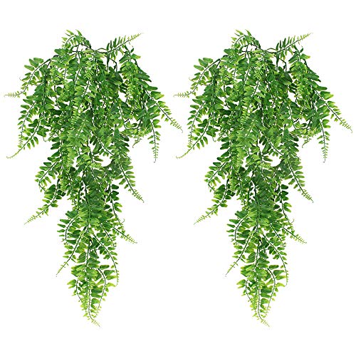 JPGhaha Künstliche Hängepflanzen 2 Stück Efeu künstlicher Künstlich Reben Blätter 5 Zackige Seepferdchen Persian Gras Wandbehang 83cm Grün für Raumdekoration von JPGhaha