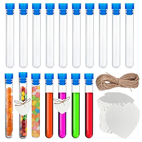 JPGhaha Reagenzgläser mit Korken 20ML 50 Stück Transparent Plastik Reagenzgläser 15 X 160MM Reagenzglas mit Kraftpapieranhänger und 10m Hanfseil für Blumen Süßigkeiten Badesalz Gewürze JPGhaha Reagenzgläser mit Korken 20ML 50 Stück Transparent Plastik Reagenzgläser 15 X 160MM Reagenzglas mit Kraftpapieranhänger und 10m Hanfseil für Blumen Süßigkeiten Badesalz Gewürze von JPGhaha