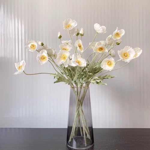 JPORSHU 8 Stück Blumensträuße künstliche Mohnblumen, 59 cm, realistische Seidenblumen, PU, künstliche Wildblumen, für Zuhause, Hochzeit, Party, Dekoration, Blumenarrangements, Küchentisch, von JPORSHU