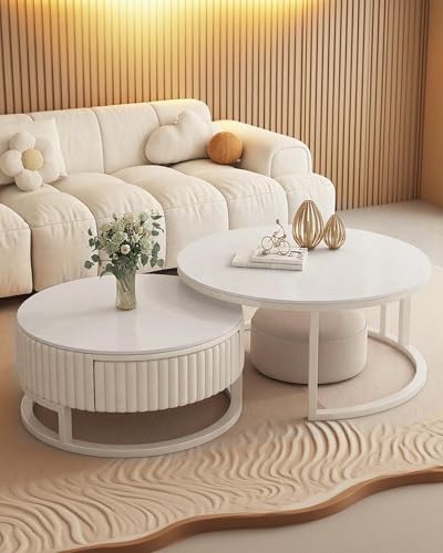 JPQTRYDRIS Moderne Runder Couchtisch 2er Set Nesting Wohnzimmertisch Sofatisch Kaffeetisch Satztische Für Wohnzimmer, Balkon Und Büro JPQTRYDRIS Moderne Runder Couchtisch 2er Set Nesting Wohnzimmertisch Sofatisch Kaffeetisch Satztische Für Wohnzimmer, Balkon Und Büro von JPQTRYDRIS