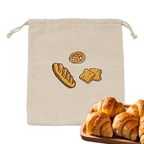 JPSDOWS Leinenbrot Tasche, Wiederverwendbare Kordelzugtasche für selbstgemachtes Brot, Süßigkeitentaschen zur Aufbewahrung von Brot Brot Geschenk zur Aufbewahrung von JPSDOWS