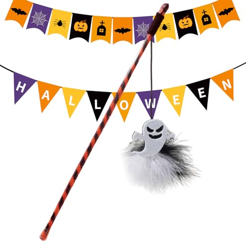 JPSDOWS Katzenangel | Interaktiver Halloween Kätzchenstab - Ergonomische Katzenangel mit Kürbisgeist gegen Langeweile, zur Jagdsimulation, für Training und Bewegung JPSDOWS Katzenangel | Interaktiver Halloween Kätzchenstab - Ergonomische Katzenangel mit Kürbisgeist gegen Langeweile, zur Jagdsimulation, für Training und Bewegung von JPSDOWS