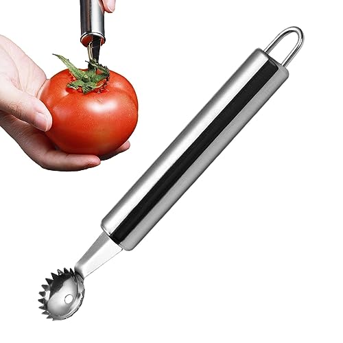 JPSDOWS Tomatenstielentferner - Werkzeug zum Entfernen von Erdbeerstielen - Tragbarer Obststiel-Entferner, Kirschstiel-Entkerner aus Edelstahl, Tomaten- und Ananas-Entkerner für köstliche Früchte von JPSDOWS