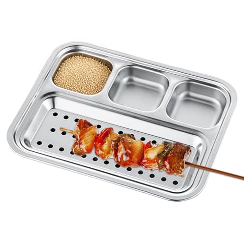 JPSDOWS Trennwand für Saucen, geteilte Saucenschüssel aus Edelstahl, Untertasse für Snacks, 4 Fächer, für Sushi Soja Camping Party JPSDOWS Trennwand für Saucen, geteilte Saucenschüssel aus Edelstahl, Untertasse für Snacks, 4 Fächer, für Sushi Soja Camping Party von JPSDOWS