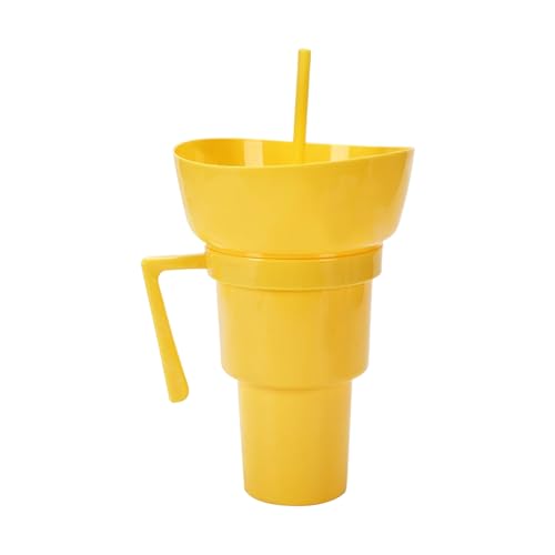 JPSDOWS Trinkbecher | Becher mit Snackhalter | Outdoor Becher mit Henkel für Popcorn geeignet für Kino Dessert Picknick Auto Wohnzimmer Kinder Erwachsene Camping von JPSDOWS