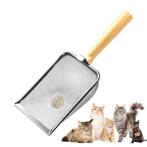 Katzenstreuschaufel | Netzsieb, Siebgerät mit ergonomischem Edelstahlgriff für kleine Tiere Familien mit mehreren Katzen von JPSDOWS