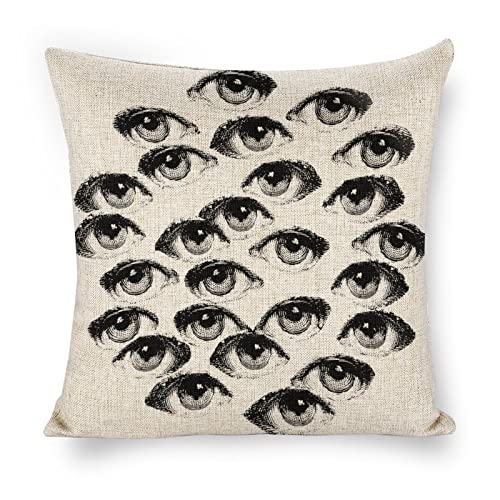 JPSilver Lina Cavalieri Kissenbezug, Baumwoll-Leinen, dekorativer Kissenbezug, quadratisches Kunst, personalisiertes Auge, nur inklusive Kissenbezug, 45 x 45 cm (F5) von JPSilver