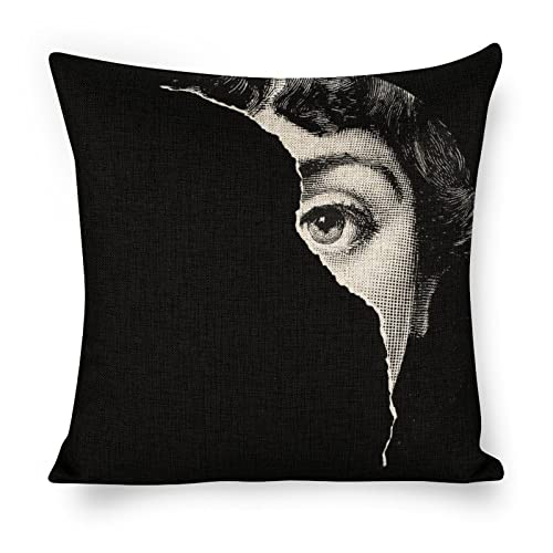 JPSilver Lina Cavalieri Kissenbezug, Baumwoll-Leinen, dekorativer Kissenbezug, quadratisches Kunst, personalisiertes Auge, nur inklusive Kissenbezug, 45 x 45 cm (H31) von JPSilver