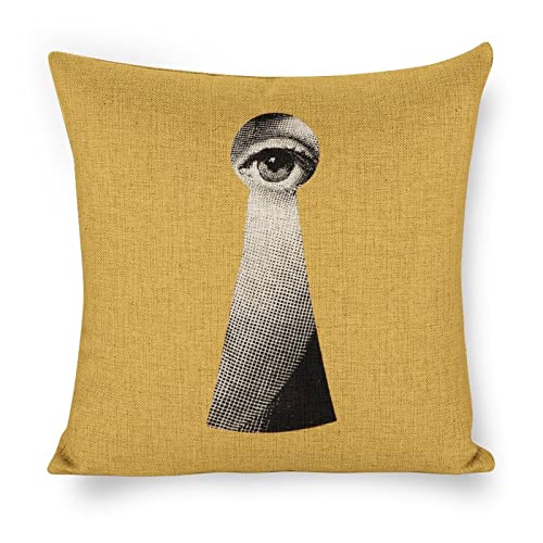 JPSilver Lina Cavalieri Kissenbezug, Baumwoll-Leinen, dekorativer Kissenbezug, quadratisches Kunst, personalisiertes Auge, nur inklusive Kissenbezug, 45 x 45 cm (H6) von JPSilver