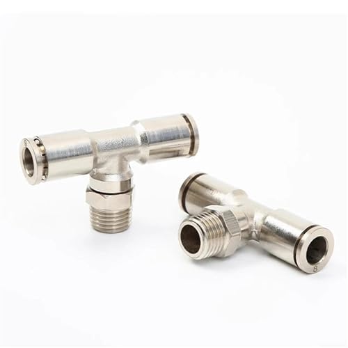 1 stück Pneumatische Schnellkupplung PB Dreiwege-Außengewinde 1/8 1/4 3/8 1/2 Vollkupfer Vernickelt PU-Rohr Wasserrohrverbinder 8mm(PB12-01) von JPVLCNDJ