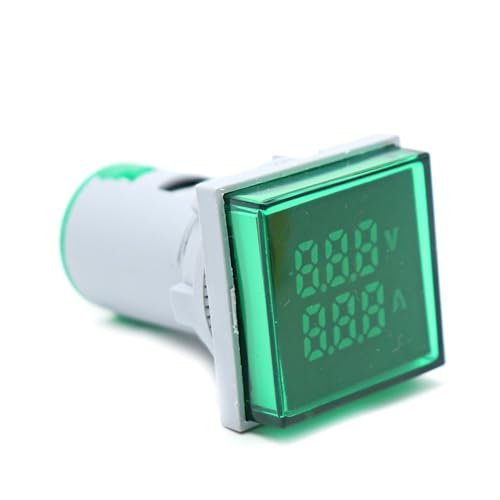 1pc 22mm 60-500V 0-100A LED AC Digital Voltmeter Amperemeter Signal Lichter 220V Spannung Strom meter Volt Amp Anzeige Tester Detektor(Square Green) von JPVLCNDJ