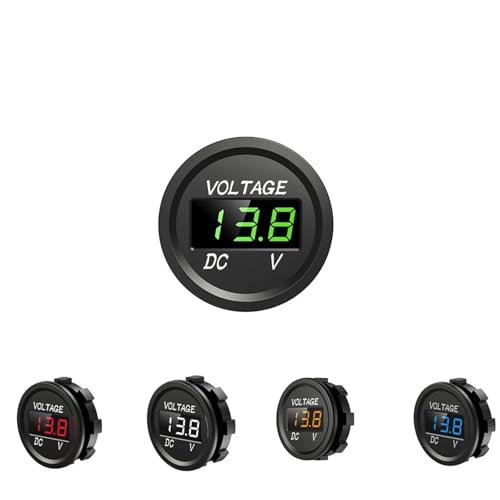 1pc Mini Runde Wasserdichte Wasserrad Schiff Motorrad 5-48V LED Panel Digital Voltmeter Tester Display Voltmeter(Red) von JPVLCNDJ