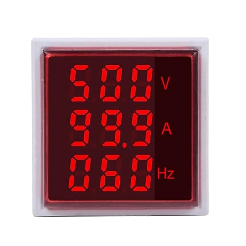 1pc Quadratische LED Digital Voltmeter Amperemeter Hertz Meter AC20-500V Signal Lichter Spannung Strom Frequenz Combo Meter Anzeige Tester(Red) von JPVLCNDJ