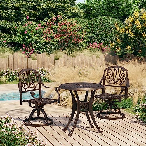 JPXXFM Cast Aluminium Bistro Set Kleiner Tisch und Stuhlset mit Tisch und hohen Backstühlen Indoor Outdoor Möbel Set für Gartendeck Balkon Terrasse Dekor 3 Stück Bistro von JPXXFM