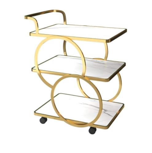 JPXXFM Küchenlagerständer 3-Tier-Küche Aufbewahrungswagen Edelstahl Aufbewahrungsströme Schlafzimmer Tee Karren Haus Essnetzwagen Rolling Cart Rolling Storage Cart (B) von JPXXFM