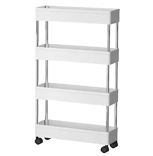 JPXXFM Küchenlagerständer 4-stufig Dicker Materialien Aufbewahrungswagen Rolling Bad Organizer Rack Mobile Regal Rolling Storage Cart von JPXXFM