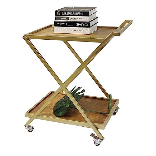 JPXXFM Küchenlagerstange 2 Stufe Trolley Metal Küchenlagerwagen mit Rädern Esswagengetränke und Teewagen Snack Rolling Cart Rolling Storage Cart von JPXXFM