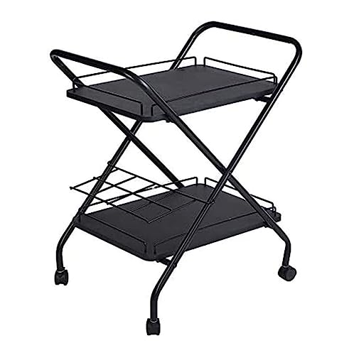 JPXXFM Küchenlagerstange 2 Tier Rolling Utility Cart Metal Bar Service Auto mit Weinregal Lockbares Rad Multifunktionaler Speicher Roll Rolling Storage Cart von JPXXFM